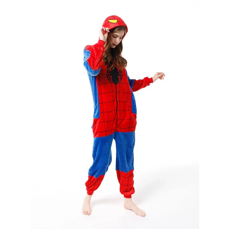 Unisex Anime Onesies Mulheres Homens Spiderman One Piece Macacões Ponto Cosplay Costumes Kigurumi Animal Pijama
