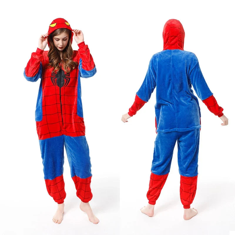 Unisex Anime Onesies Mulheres Homens Spiderman One Piece Macacões Ponto Cosplay Costumes Kigurumi Animal Pijama