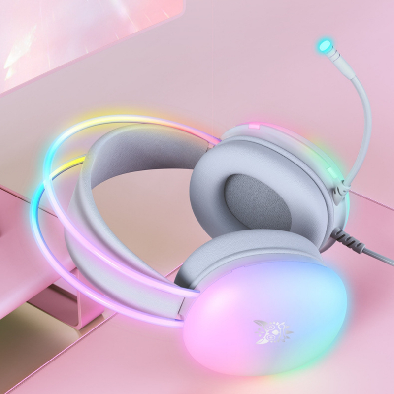 Headset Gamer Fone de ouvido Gamer iluminação LED RGB Branco Para PC Notebook Computador PS4 X-ONE