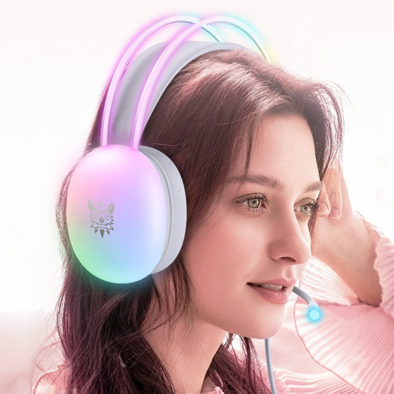 Headset Gamer Fone de ouvido Gamer iluminação LED RGB Branco Para PC Notebook Computador PS4 X-ONE