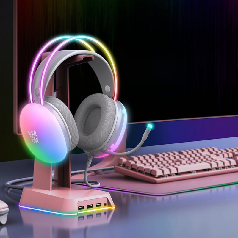 Headset Gamer Fone de ouvido Gamer iluminação LED RGB Branco Para PC Notebook Computador PS4 X-ONE