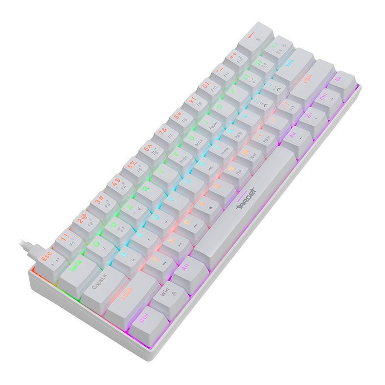 Teclado Mecanico Gamer TGT Sherman Compacto, Rainbow,ABNT2,Switch HuanoAzul, Branco,TGT-SHCPTW-RBW01