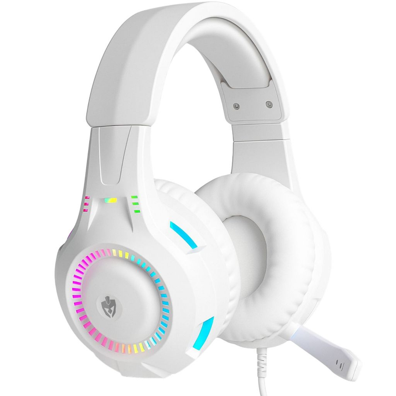 Fone De Ouvido Headset Gamer Profissional Branco Led RGB PC USB P2/P3 Celular Vídeogame Xbox PS4 PS5