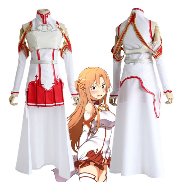 Anime Yuuki Asuna Traje SAO Cosplay Vestido Uniforme Completo Terno Lolita Espada Arte On-Line